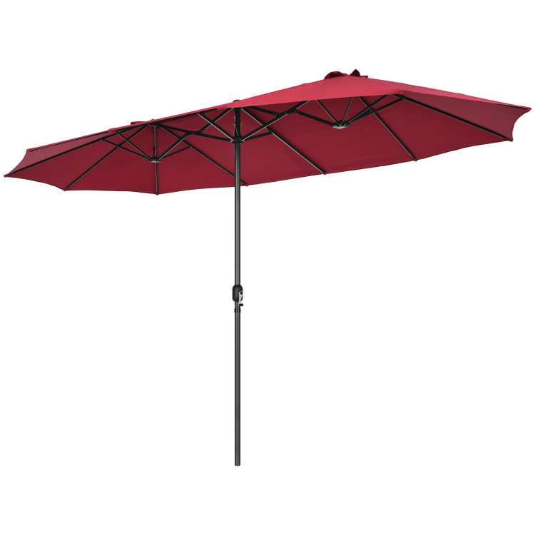 Mondawe 15ft Double-Sided Rectangular Patio Market Umbrella with Crank-Mondawe