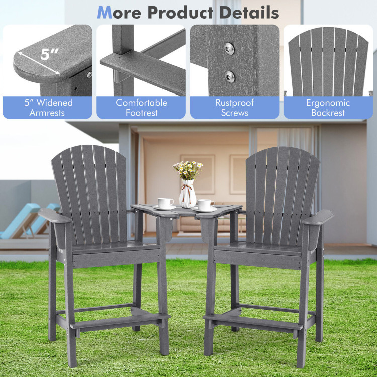 Mondawe 2-Piece HDPE Barstool Adirondack Chair and Tray Set-Mondawe