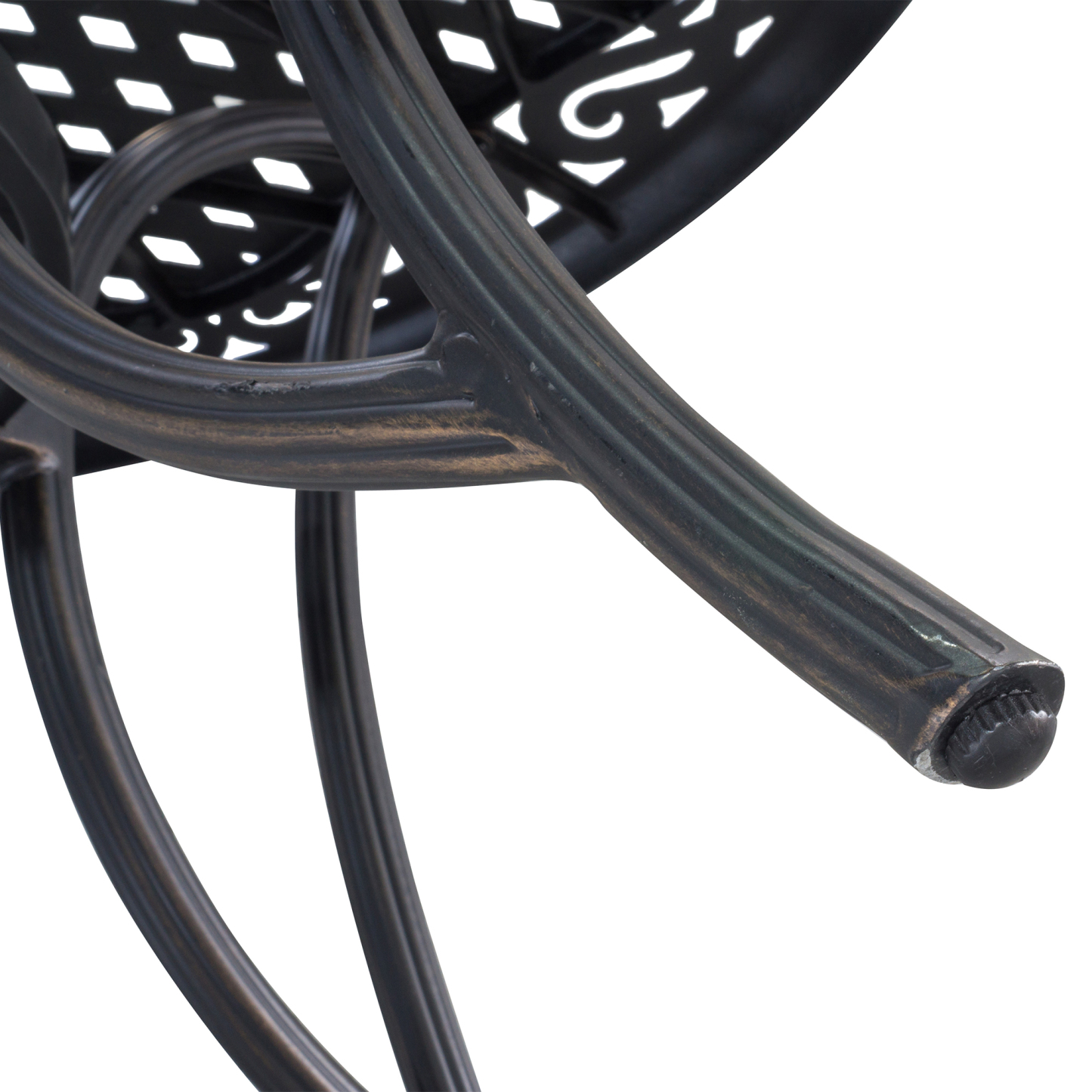 Mondawe Patio Outdoor Round Aluminum Dining Table(Black)-Mondawe