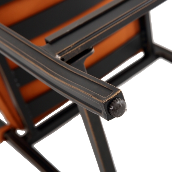 Mondawe 6 Pieces Cast Aluminum Diamond-Mesh Curved Backrest Dining Bar High Chairs in Orange/beige-Mondawe