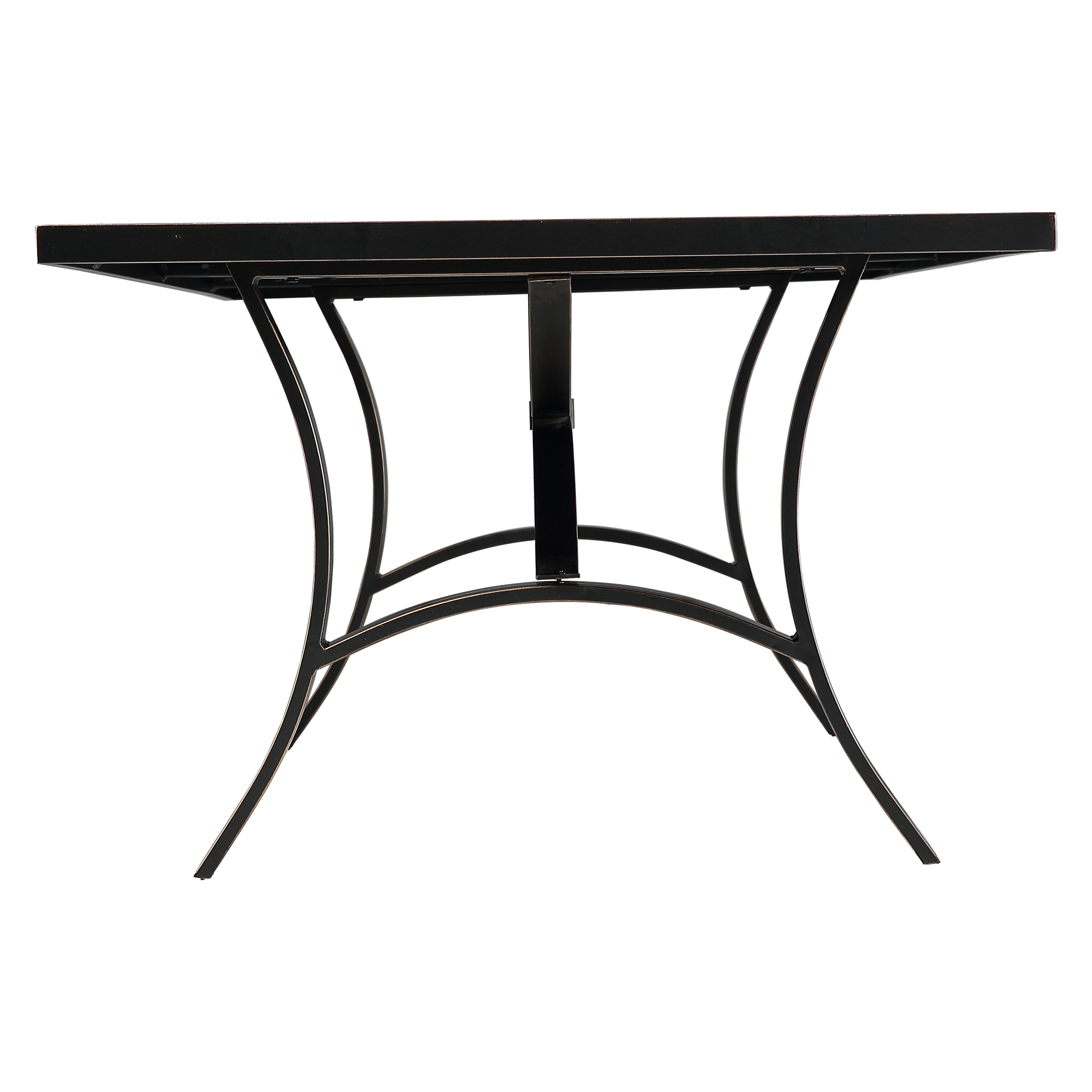 Mondawe Black Rectangle Patio Aluminum Outdoor Dining Table Accent Side Table with Umbrella Hole-Mondawe