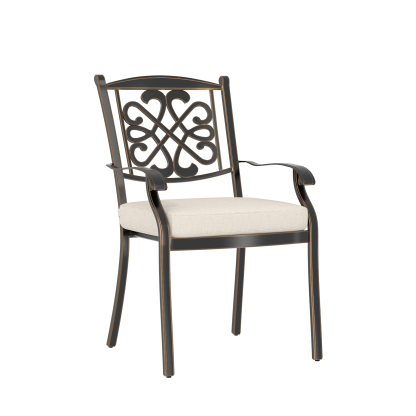 Mondawe 4-Piece Cast Aluminum Diagonal-Mesh Vines Backrest Dining Chairs In Red/Beige-Mondawe