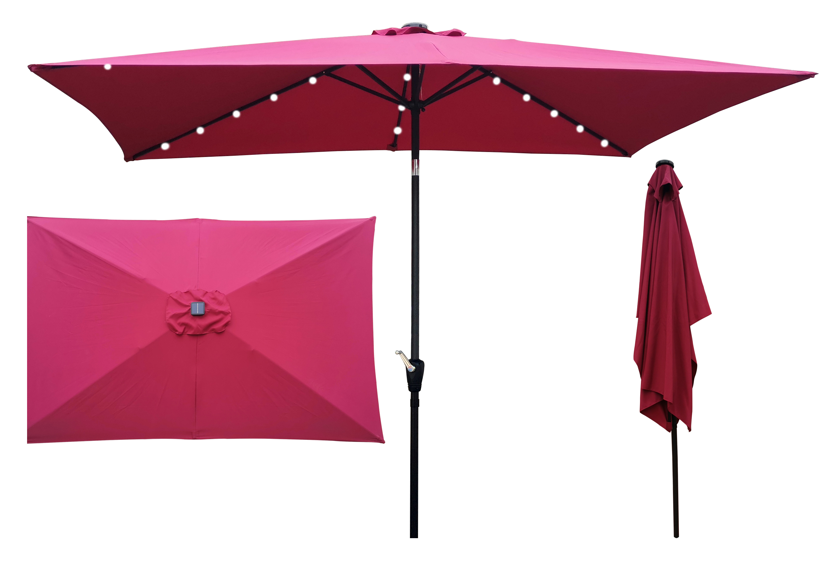 Mondawe 10 x 6.5t Rectangular Patio Solar LED Lighted Outdoor Umbrellas with Crank and Push Button Tilt for Garden Backyard Pool Swimming Pool-Mondawe