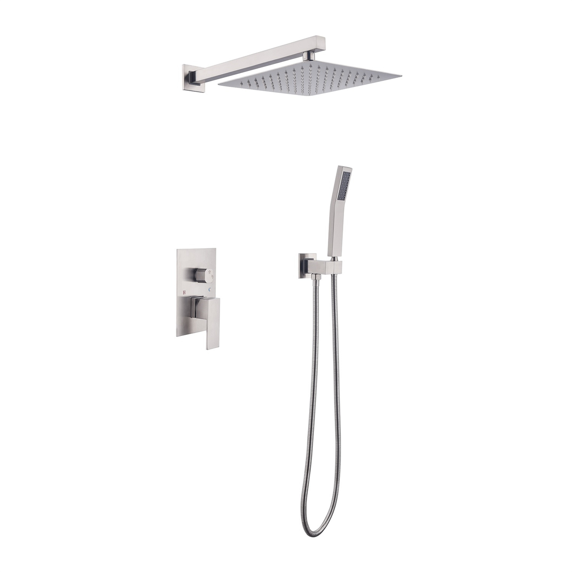 Rainfall 10 Inch Wallmount Black Shower System with Thermostatic Mixer