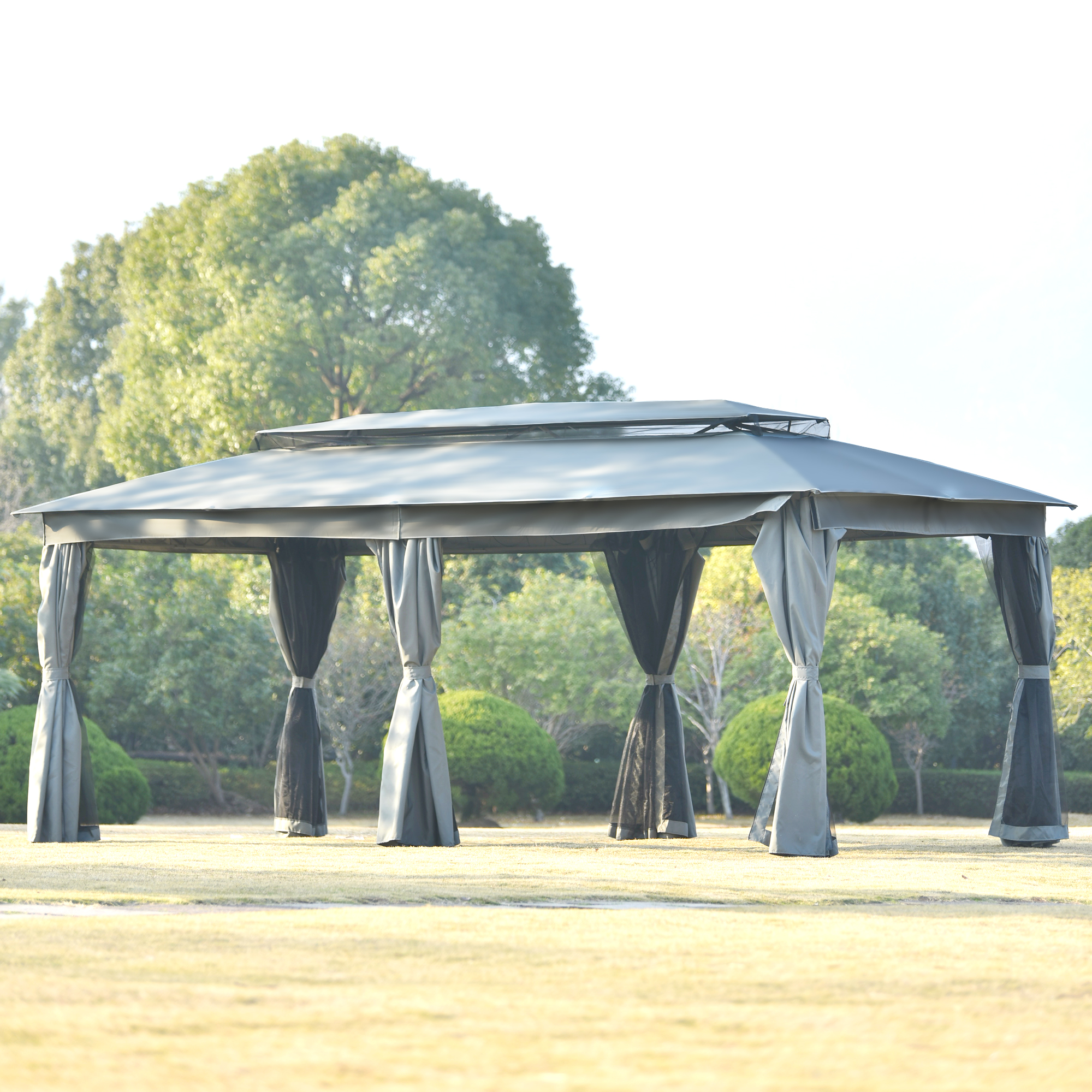 Mondawe 10-ft x 17-ft White Metal Rectangle Pop-up Gazebo in the Gazebos  department at