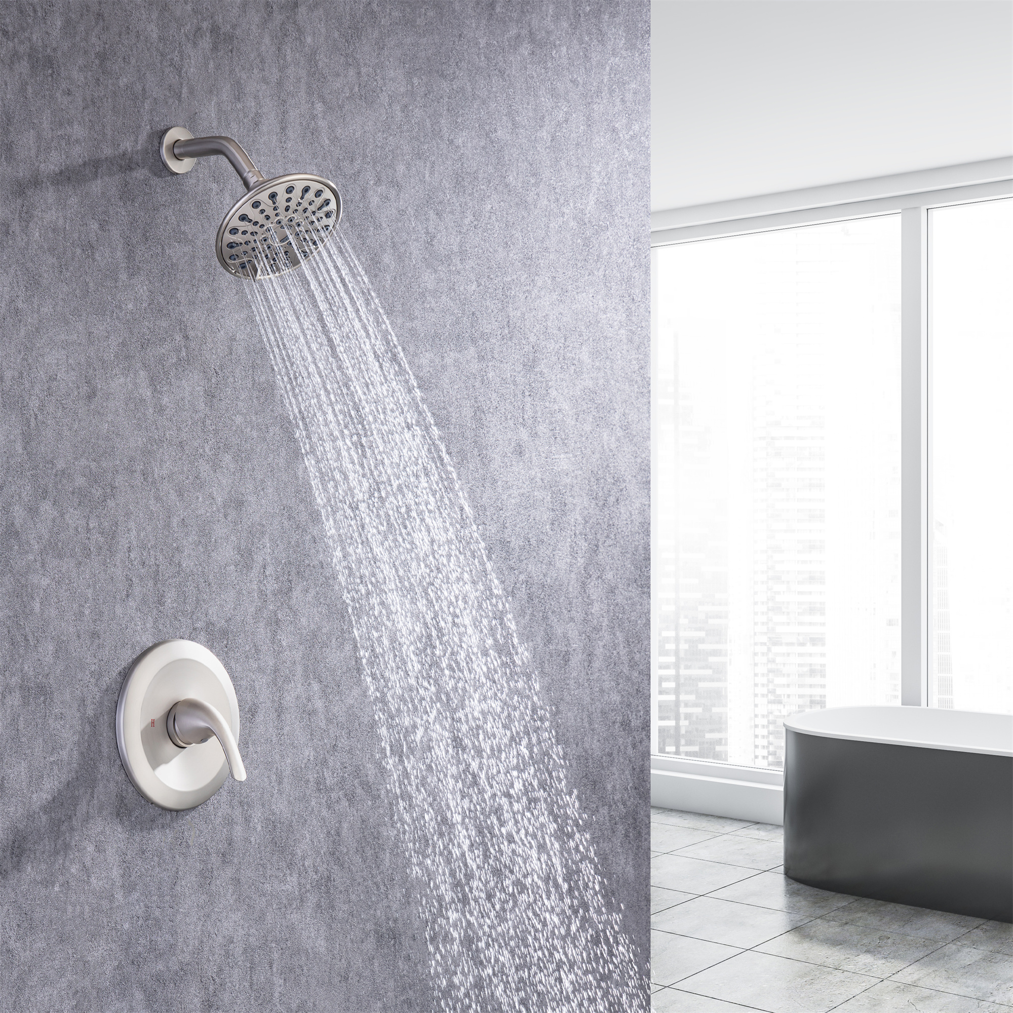 6 In. 6-Spray Balancing Shower Head Shower Faucet-Mondawe
