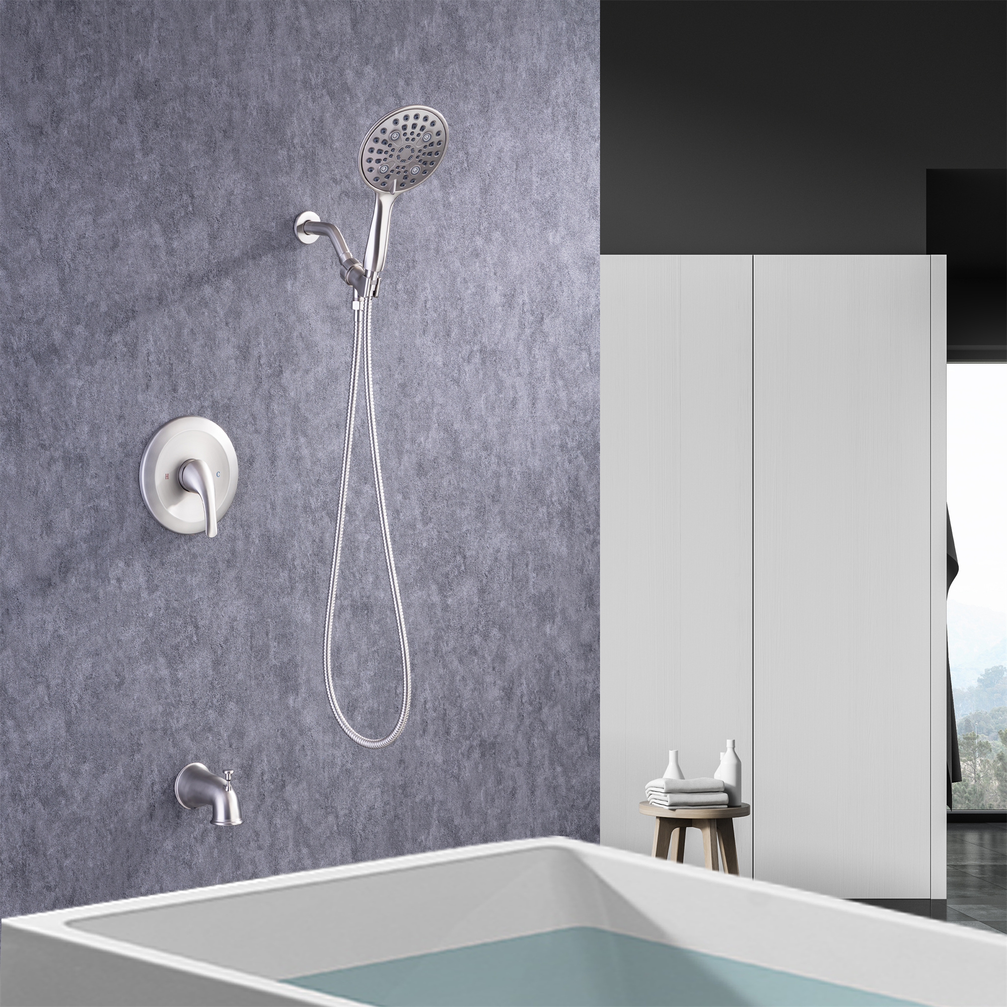6 In. Detachable Handheld Shower Head Shower Faucet Shower System-Mondawe