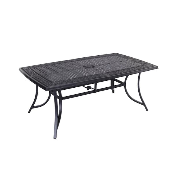 Mondawe Aluminum Frame Rectangle 28 in. H Outdoor Dining Table with Umbrella Hole in Dark Gold Finished-Mondawe