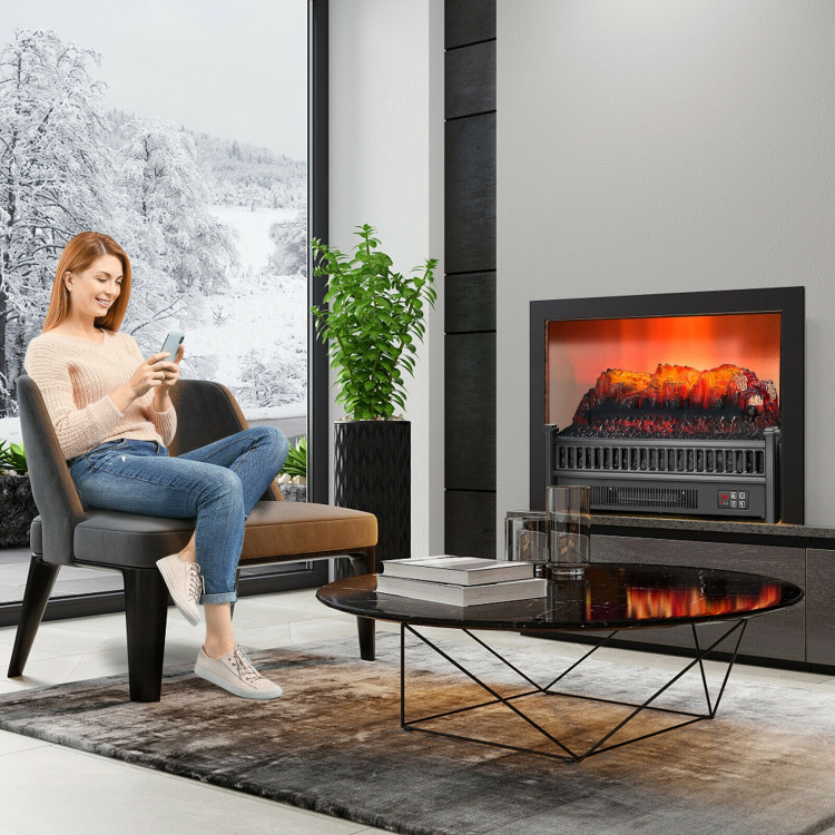 Mondawe 1400W Volcanoes Electric Fireplace Log Heater with Adjustable Flame  Brightness