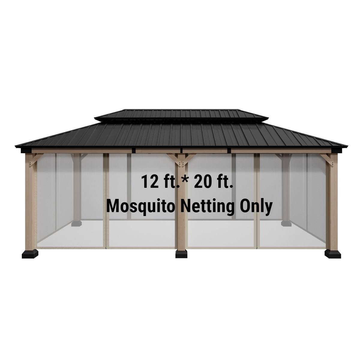 12 ft. x 20 ft. Outdoor Patio Gazebo Mosquito Netting and Curtain-Mondawe