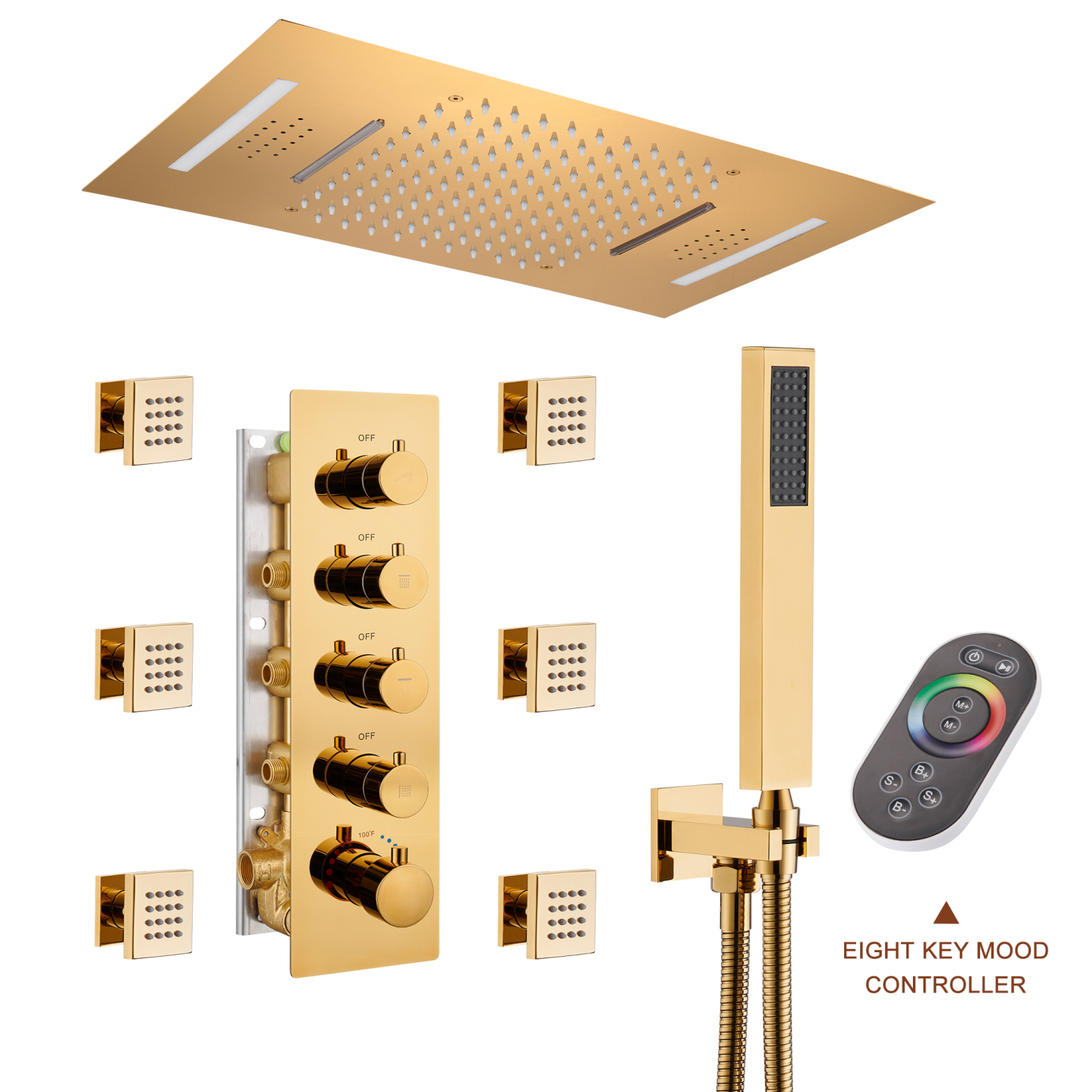 BG-Mondawe Luxury 4-Way Thermostatic Shower System with LED and Music Player-Mondawe