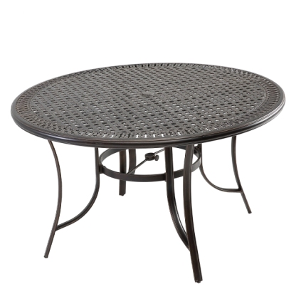 Mondawe Round Cast Aluminum Dining Bar High Table with Umbrella Hole(Black Gold)-Mondawe