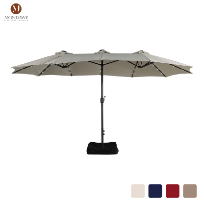 Mondawe 15ft Rectangular Patio Umbrella with Base and LED Lights-Mondawe