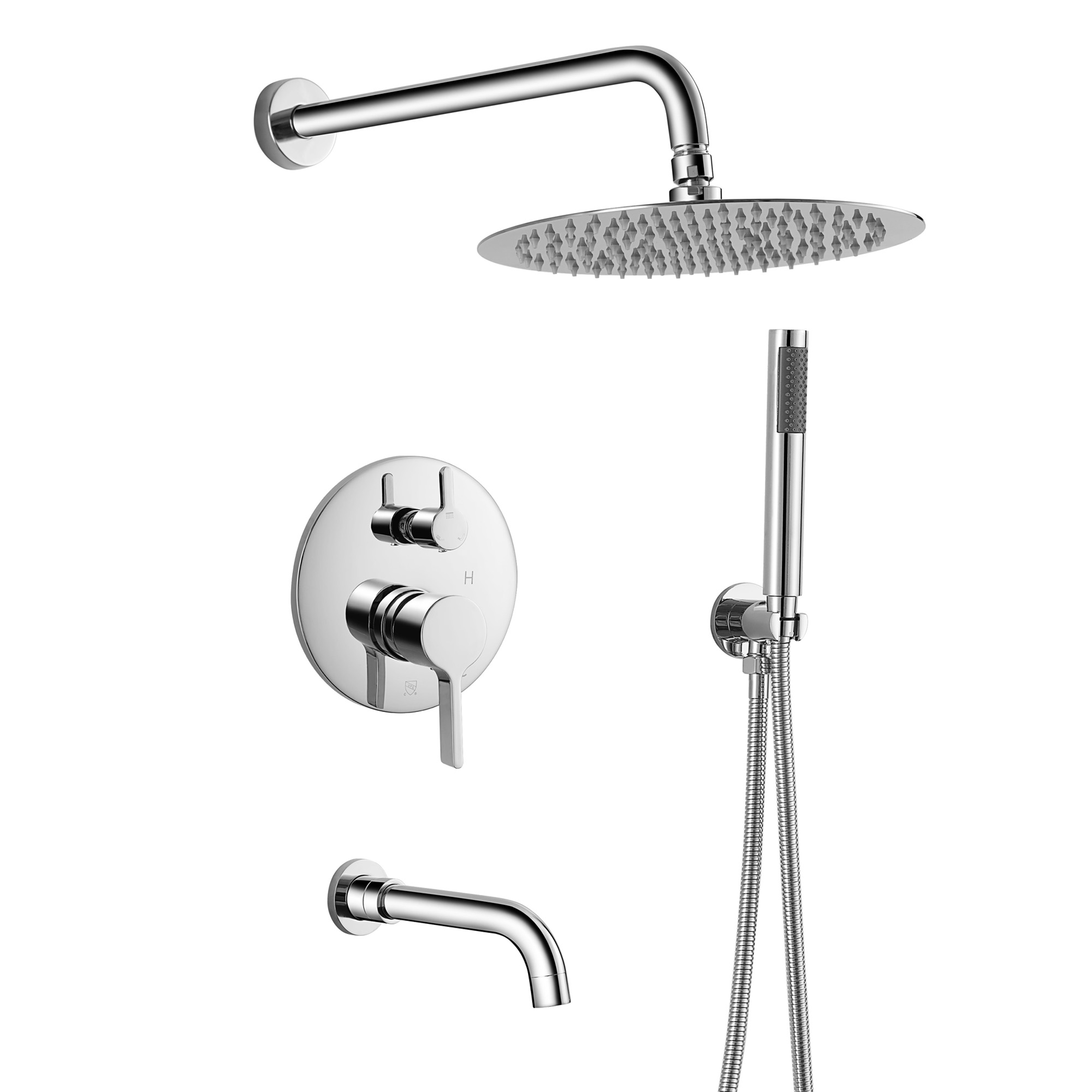 Mondawe Three function Pressure Balance Shower Set with 10 in Round Shower Head(5 color, Valve Included)-Mondawe
