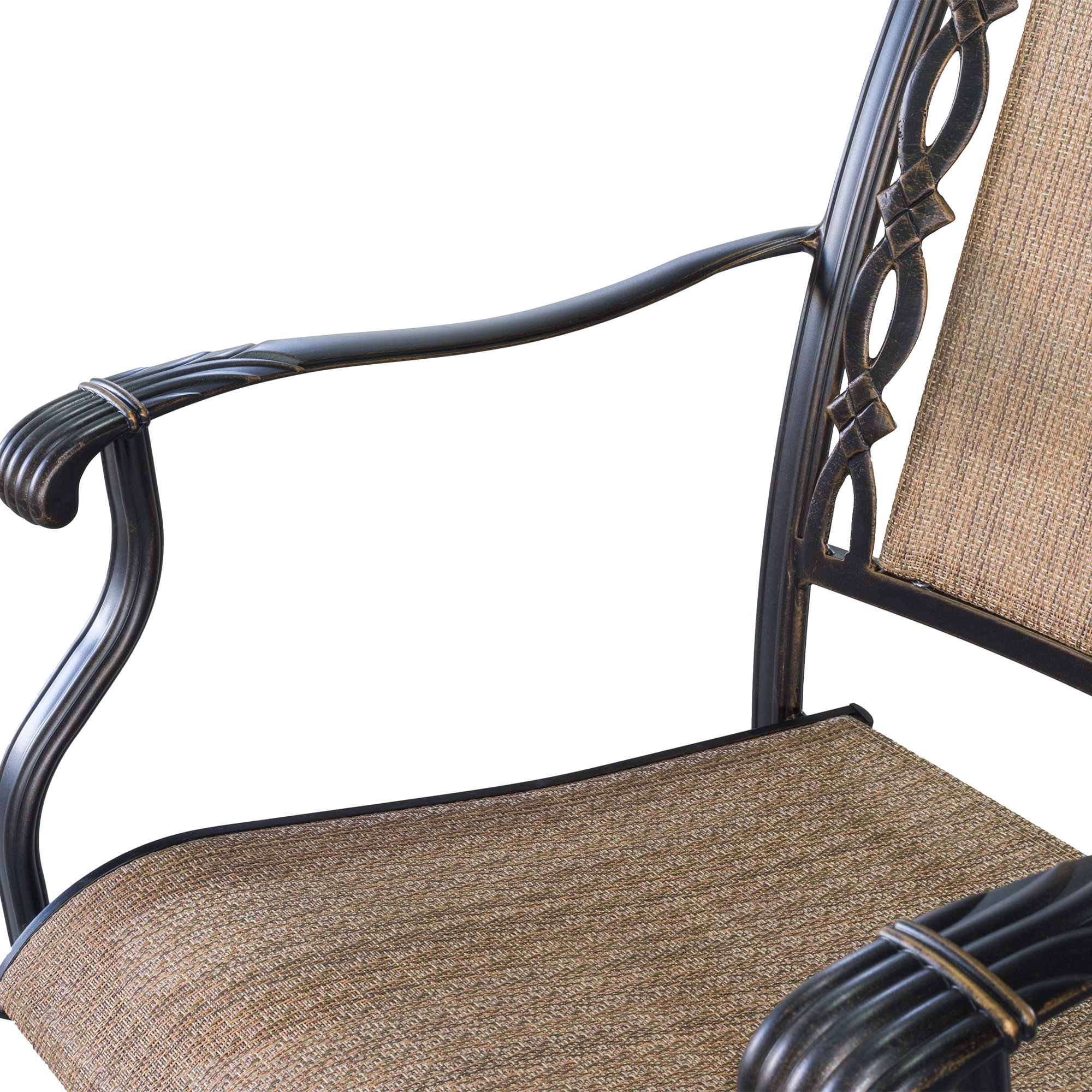 Mondawe 5-Piece Mondawe Outdoor Textilene Aluminum Swivel Chair Dining Set and Round Ceramic Table-Mondawe