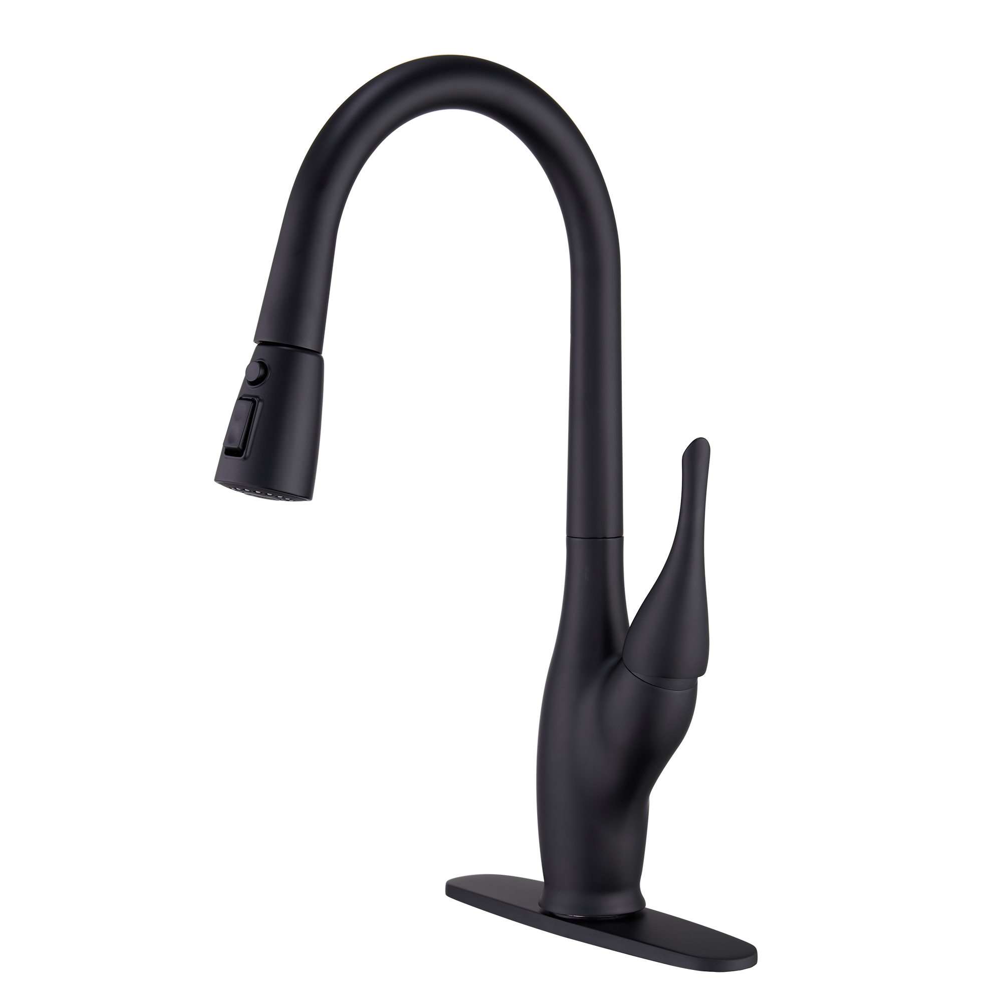 Mondawe Tulip High Arc Pull Down Single Handle Deck Mount Kitchen Faucet(BrushedNickel/MatteBlack�?Mondawe