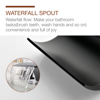 Mondawe Double Handle 8-Inch Center Wide-Spread Bathroom Faucet in Nickel/Black/Gold-Mondawe