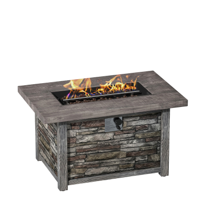 Mondawe 43.5 inch Propane Fire Pit Table with 50000 BTU Auto-Ignition Propane Gas Firepit with Waterproof Cover-Mondawe
