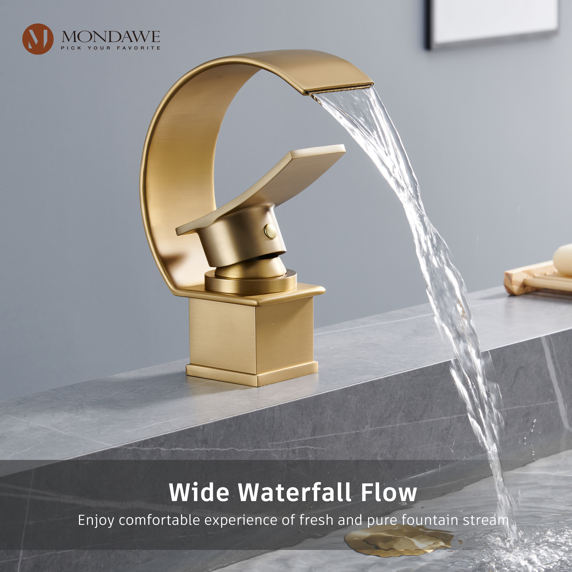 Gold Waterfall Bathroom store Sink Faucet