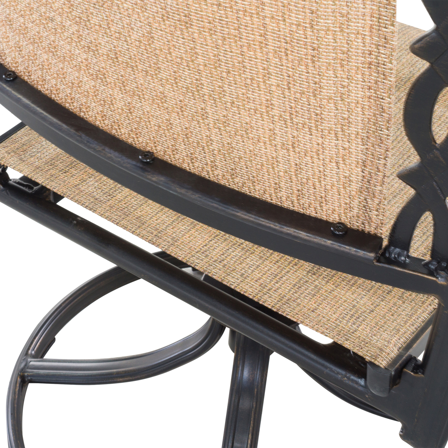 Mondawe 3-Piece Outdoor Patio Teslin Swivel Chair Set with Round Table-Mondawe