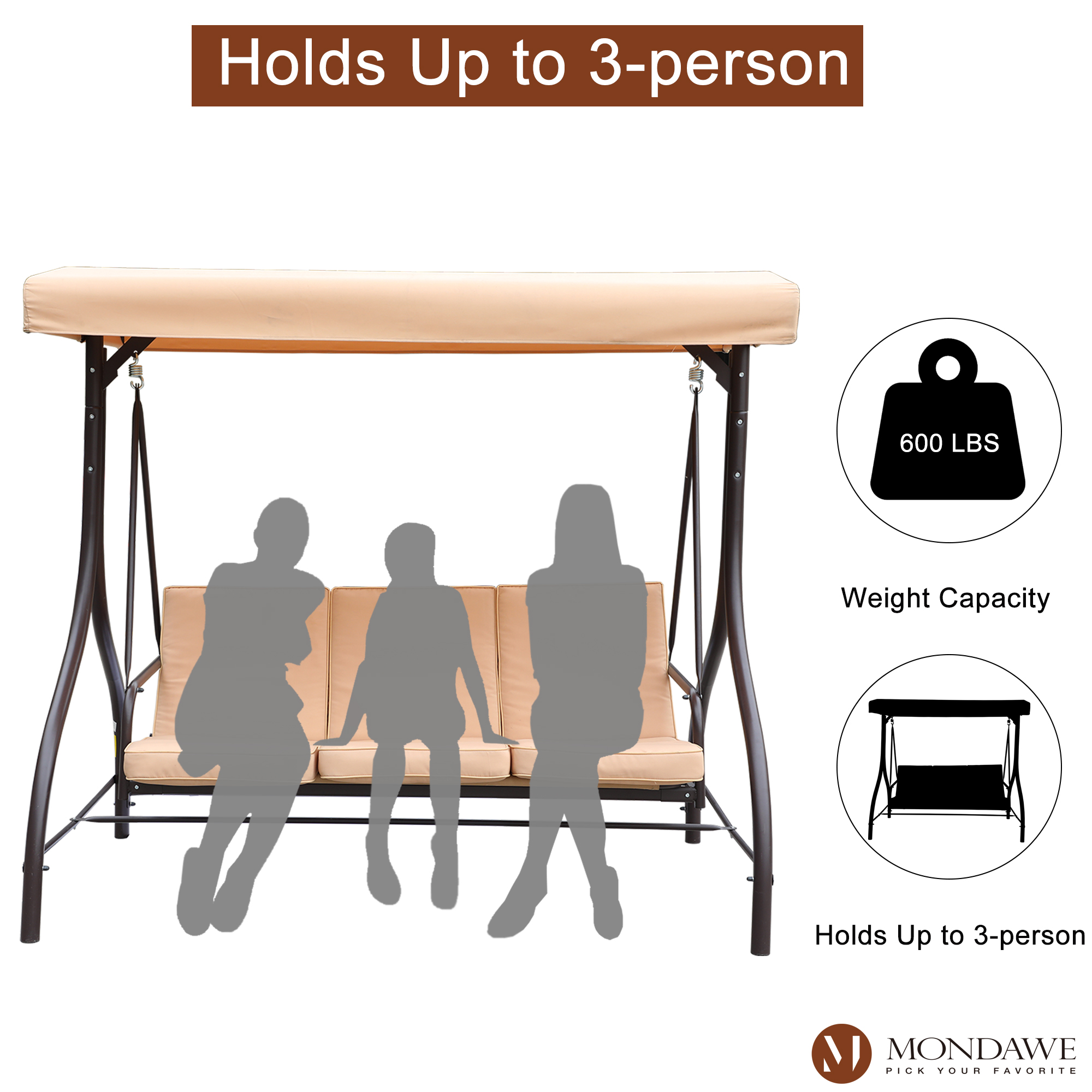 3 seat best sale text swing seat