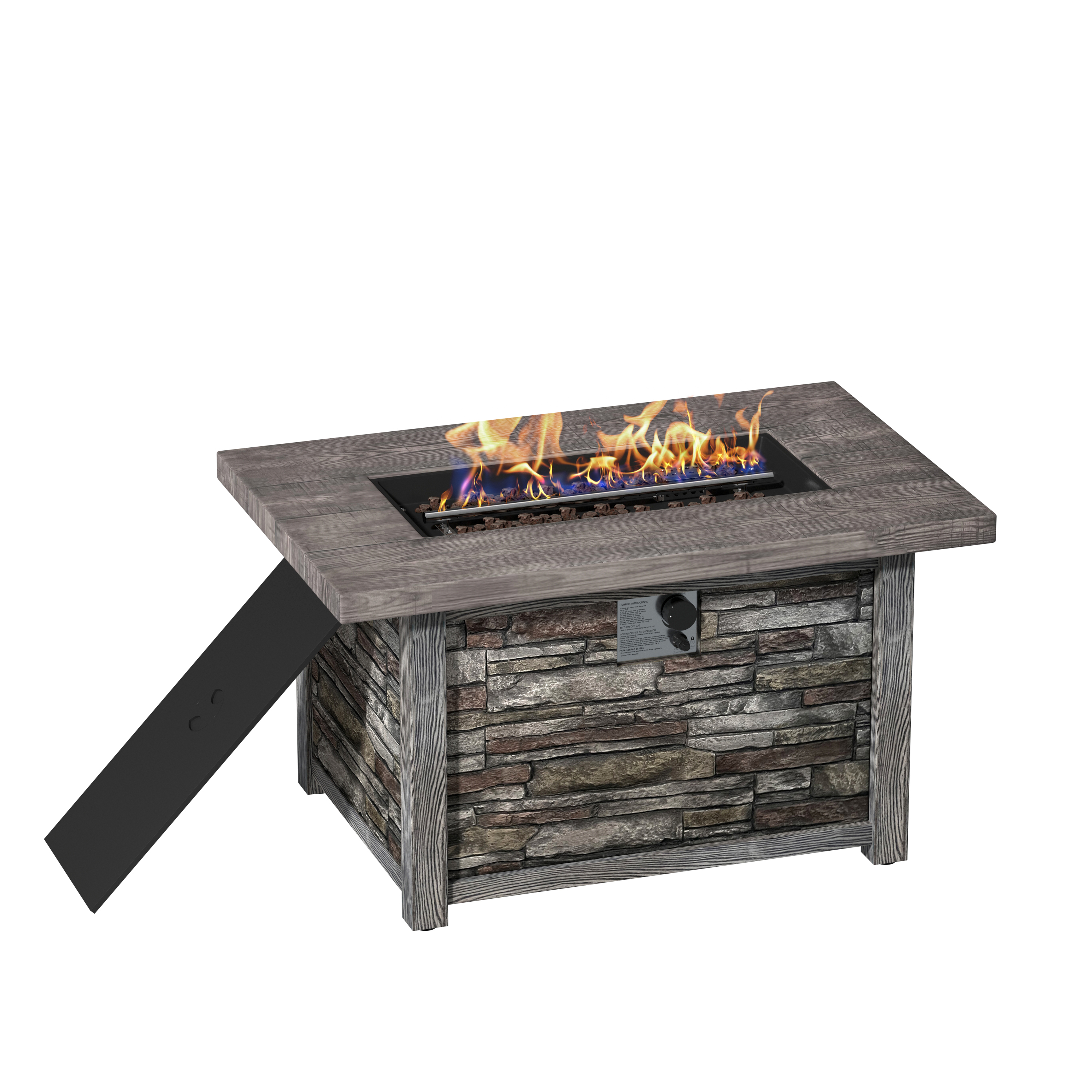Mondawe 43.5 inch Propane Fire Pit Table with 50000 BTU Auto-Ignition Propane Gas Firepit with Waterproof Cover-Mondawe