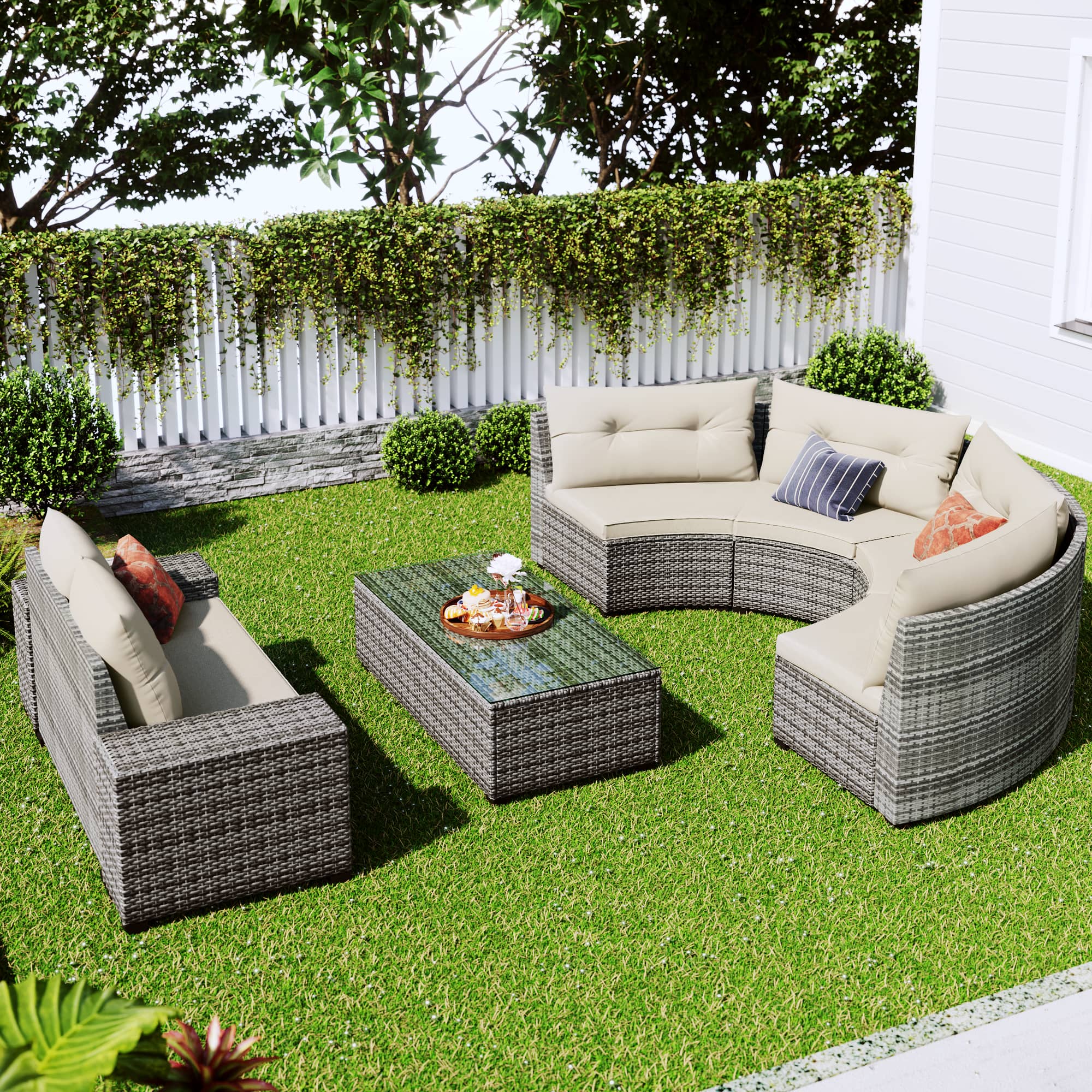 outdoor wicker round sofa set