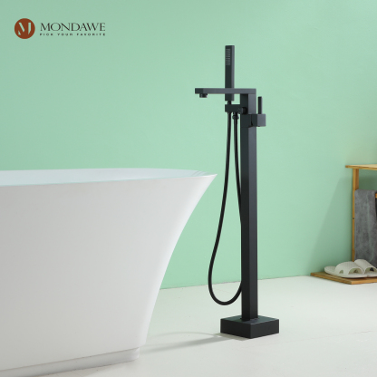 Mondawe Single-Handle Freestanding Bathtub Faucet with Hand Shower(Matte Black/Chrome/Brushed Nickel)-Mondawe