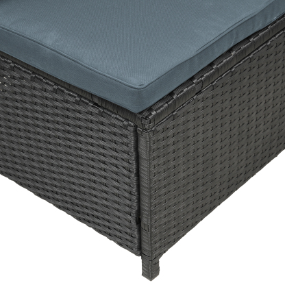 Mondawe 6 PCS Patio Furniture Set Outdoor Sectional Sofa Glass Table Ottomans for Pool Backyard Lawn (Black)-Mondawe