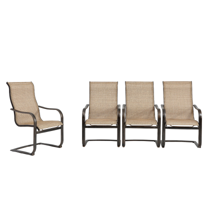 Mondawe 4Pcs Cast Aluminum Sling Curved Chairs(Light Brown)-Mondawe