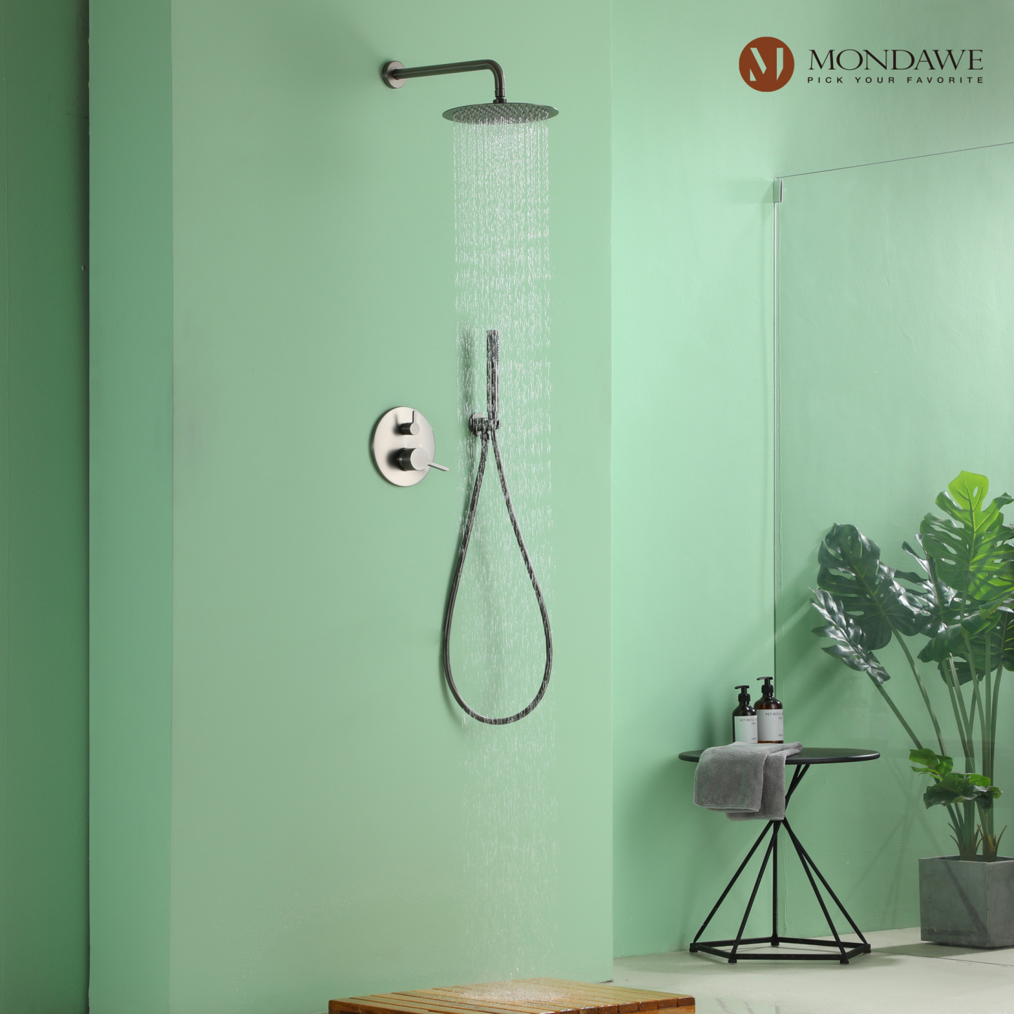 Mondawe 10 Inch Round Bathroom Shower Combo Set (5 color)-Mondawe