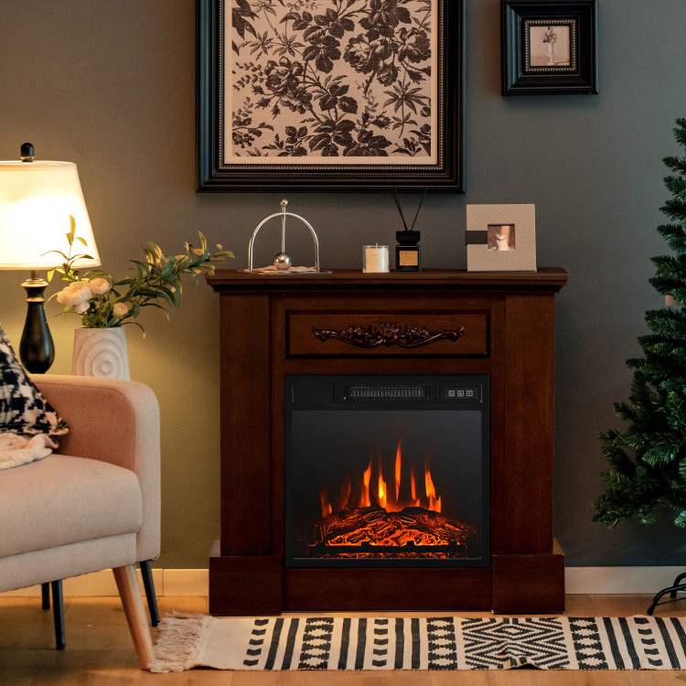 Mondawe 1400W TV Stand Electric Fireplace Mantel with Remote Control, TV Stand-Mondawe