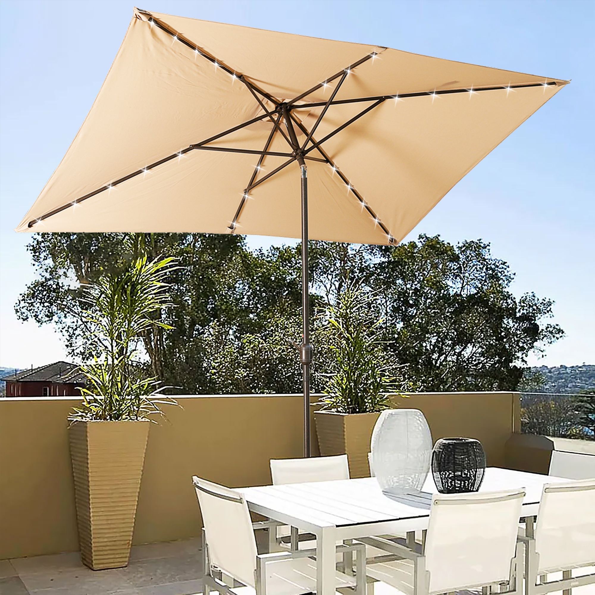 Mondawe 10 x 6.5 Ft 26 LED Lights Outdoor Patio Umbrella