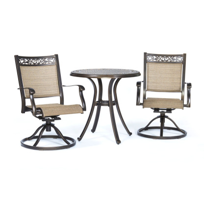 Mondawe 3-Piece Cast Aluminum Round 28 in. H Outdoor Bistro Set with Swivel Chair-Mondawe