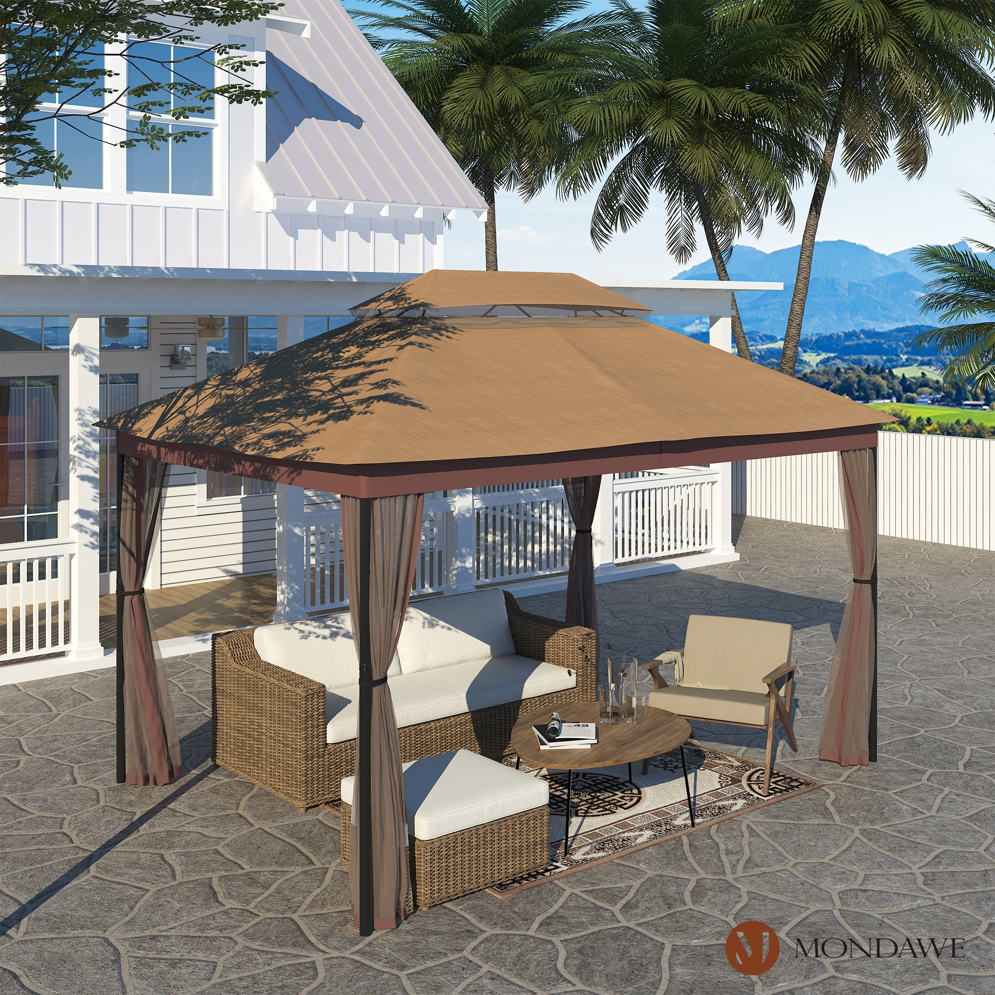 10 ft. x 13 ft. Outdoor Iron Frame Patio Gazebo Double