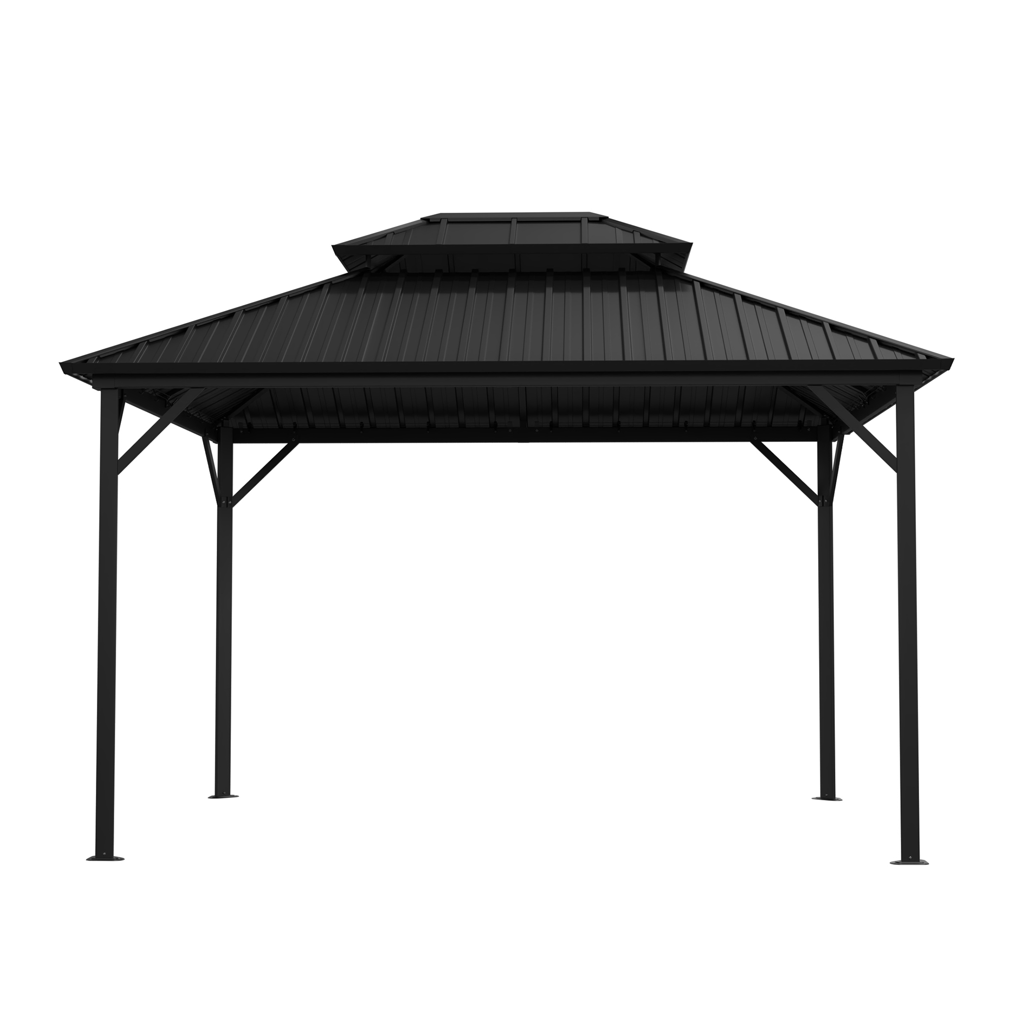10 ft. x 12 ft. Outdoor Steel Frame Patio Gazebo Canopy Tent Shelter with Galvanized Steel Hardtop Roof Pavilion Garden-Mondawe