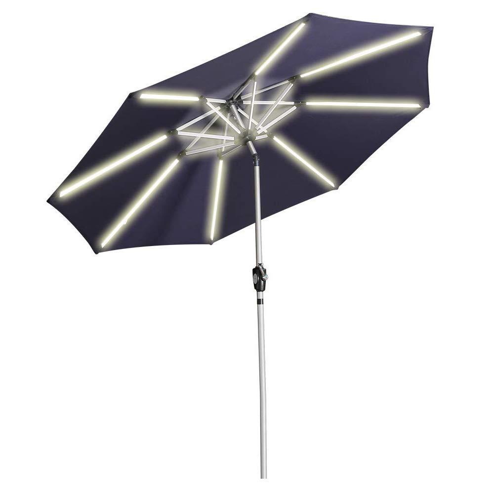 Mondawe 9 Ft Lighted Patio Umbrella(Taupe/Sand/Navy/Red)-Mondawe