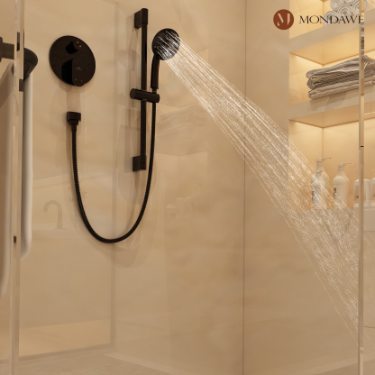 Mondawe Retro Series 2-Spray Patterns with 1.8 GPM 8 in. Rain Wall Mount Dual Shower Heads with Handheld and Spout in Brushed Nickel/ Black/ Bronze/Brushed Gold-Mondawe