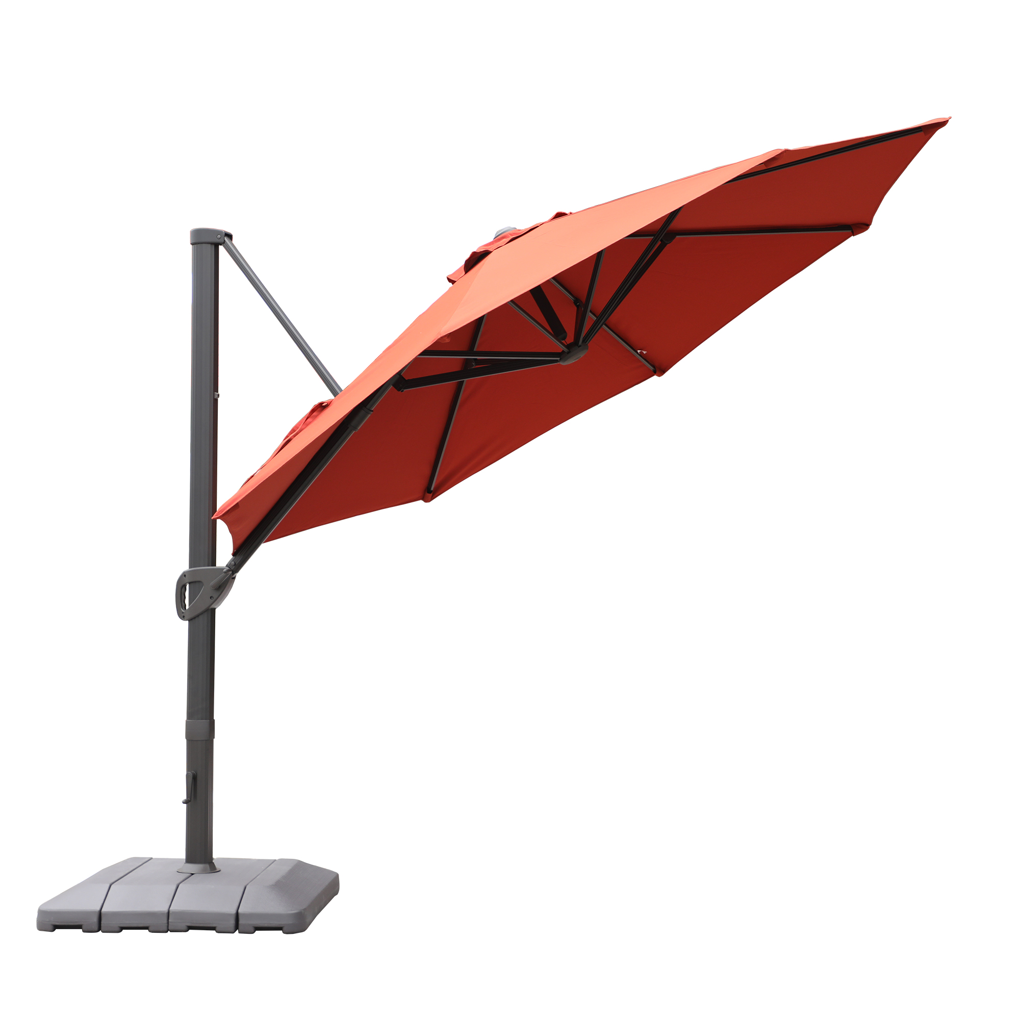 Mondawe 11 ft. Aluminum 360° Rotation Cantilever Patio Umbrella with Base for Garden Balcony-Mondawe