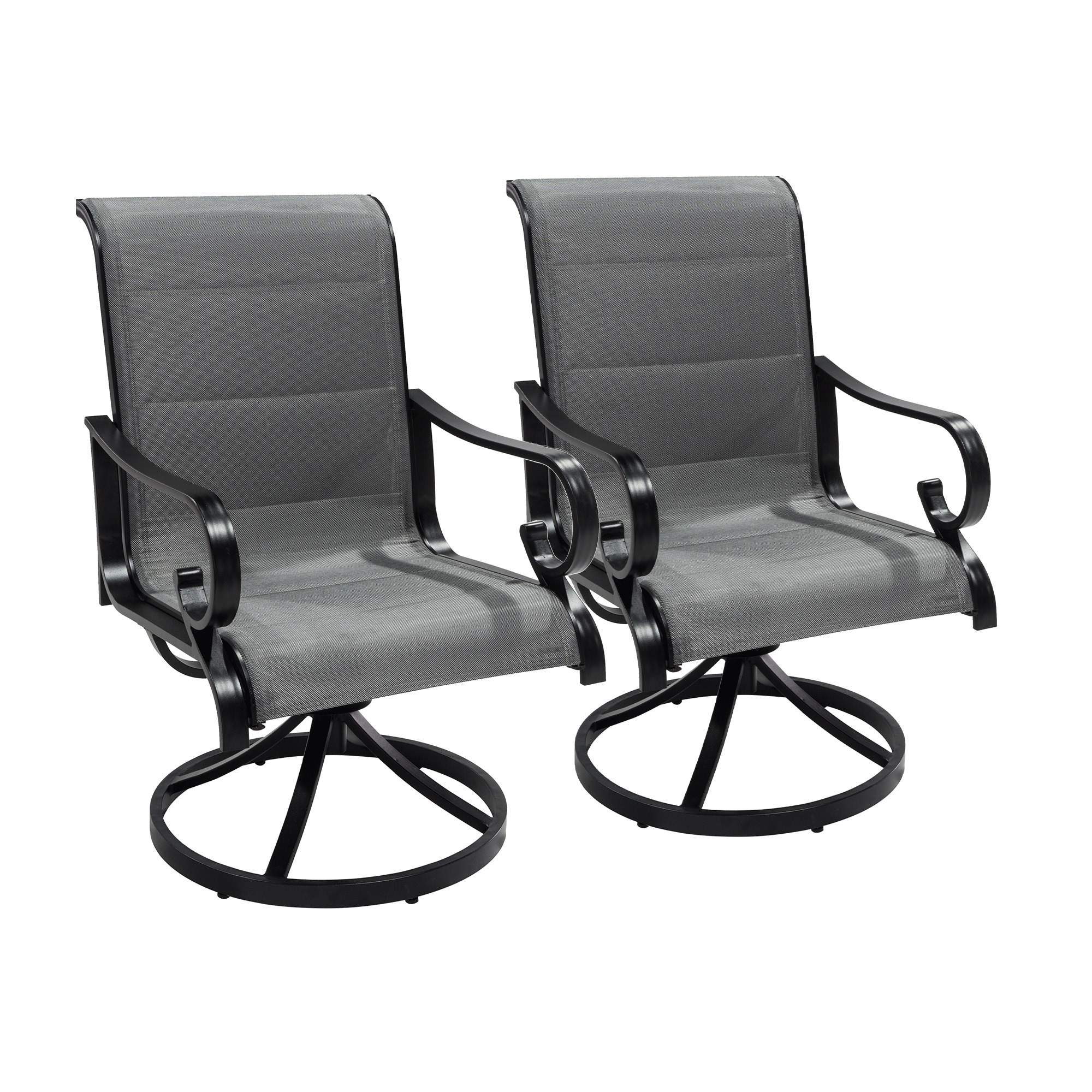 Mondawe Outdoor Aluminum Swivel Chair Set with Textilene Backrest-Mondawe