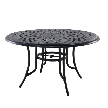 Mondawe Outdoor Round Patio Dining Table Black Metal with 1.8" Umbrella Hole for Poolside Backyard Deck-Mondawe