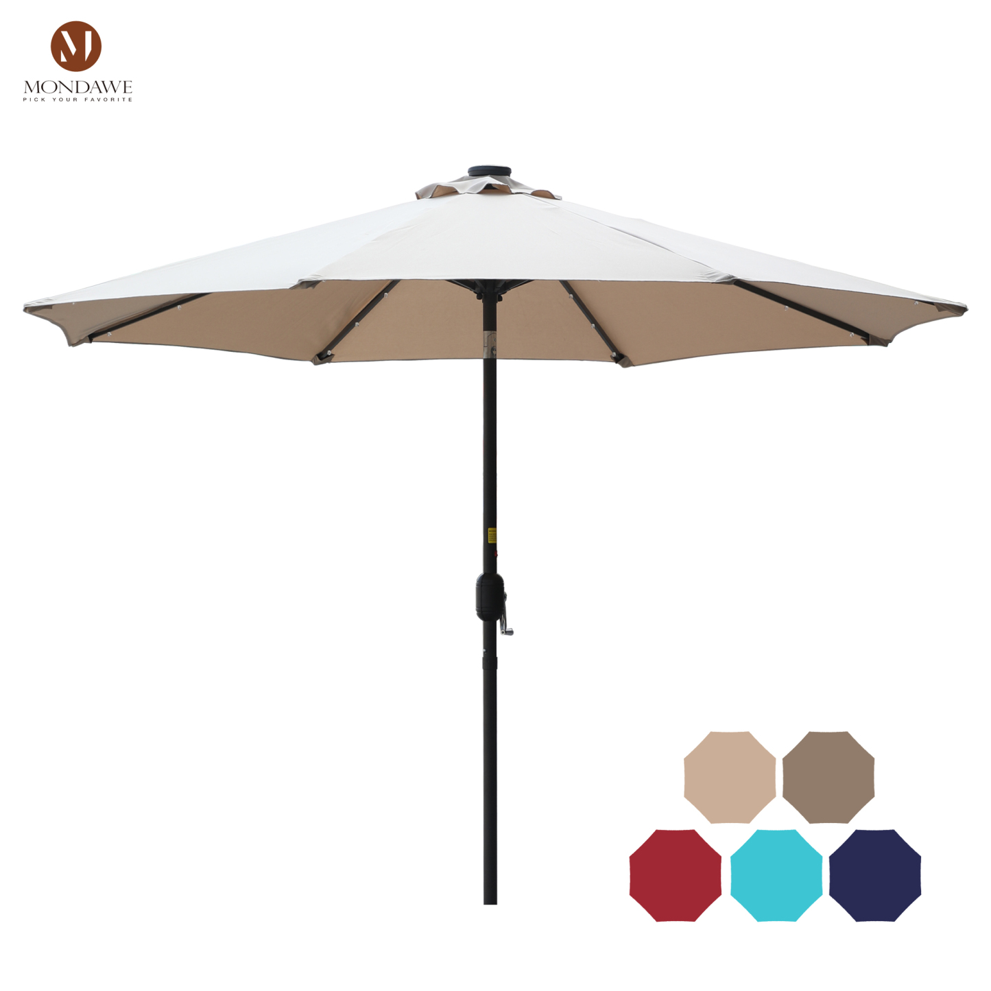 Mondawe 9 Ft 32 LED Round Solar Patio Market Umbrella-Mondawe