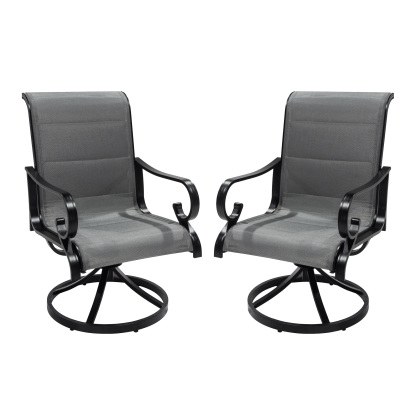 Mondawe Outdoor Aluminum Swivel Chair Set with Textilene Backrest-Mondawe
