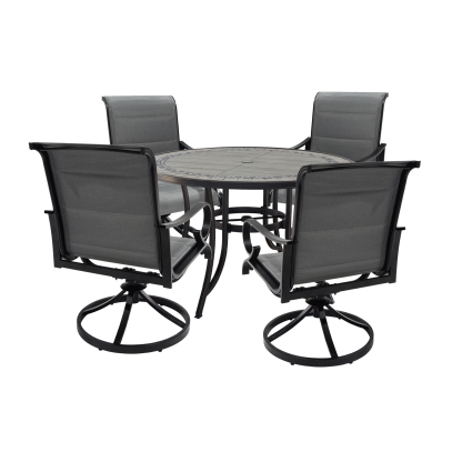 Mondawe 5-Piece Mondawe Outdoor Textilene Aluminum Swivel Chair Dining Set and Round Table-Mondawe