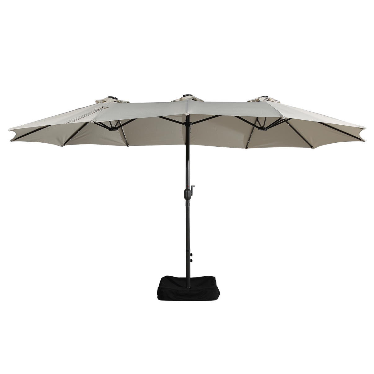 15ft Rectangular Patio Umbrella with Base and LED Lights Mondawe