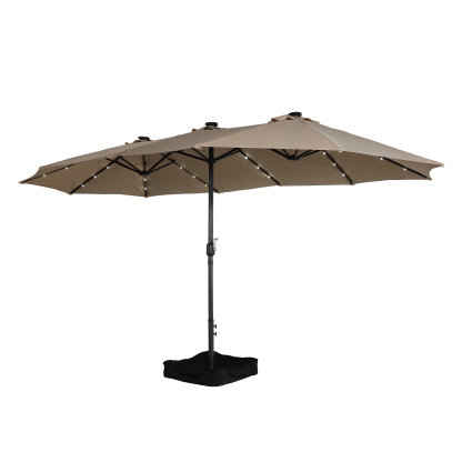 Mondawe 15ft Rectangular Patio Umbrella with Base and LED Lights-Mondawe