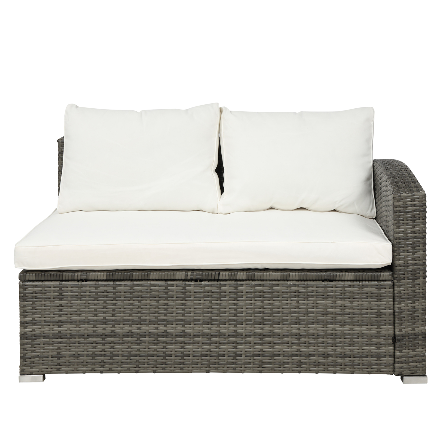 Mondawe 4 PCS Outdoor Cushioned PE Rattan Wicker Sectional Sofa Set Garden Patio Furniture Set (Beige Cushion)-Mondawe