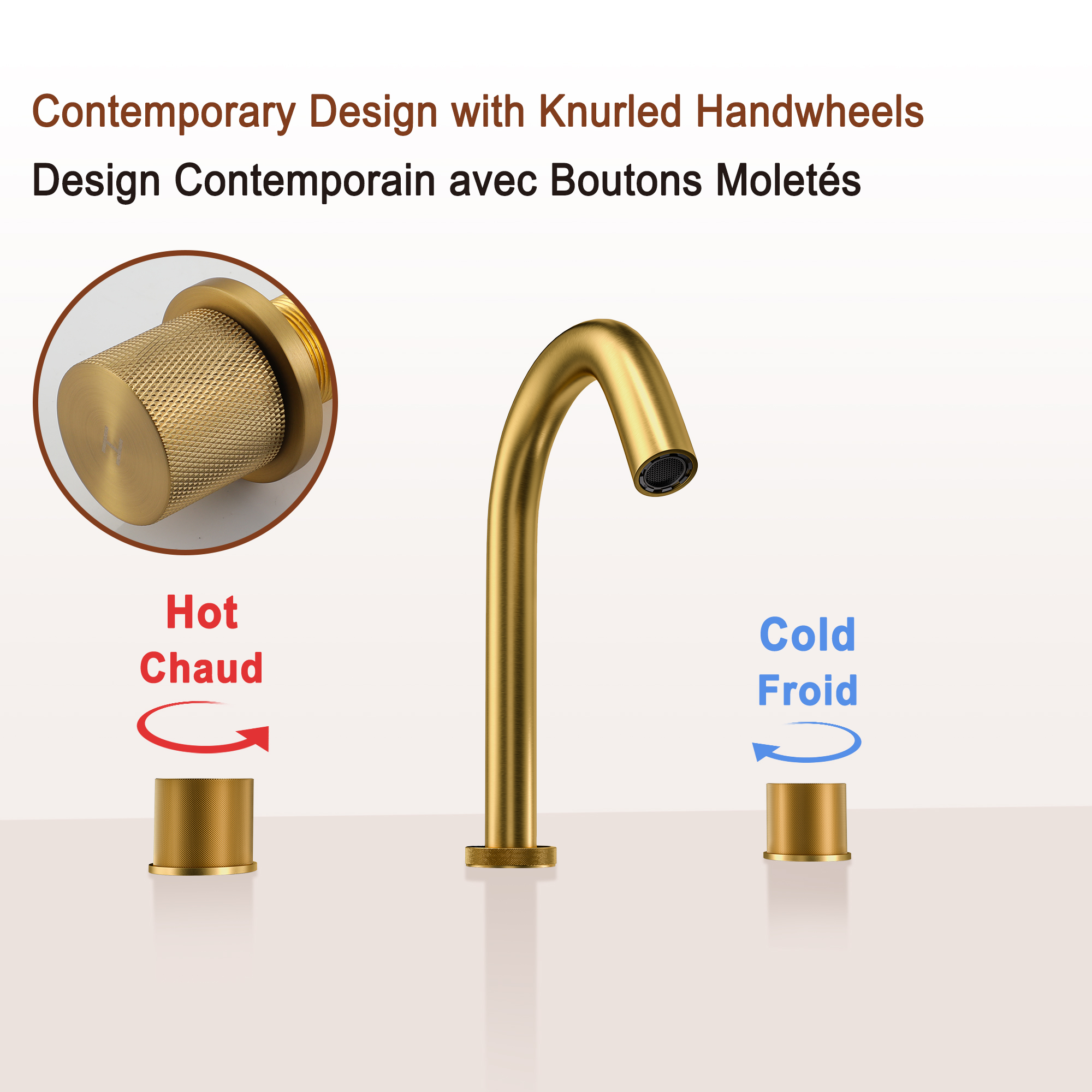 Mondawe 8 in. Widespread Double-Handle Bathroom Faucet in Nickel Brushed/Black/Brushed Gold-Mondawe