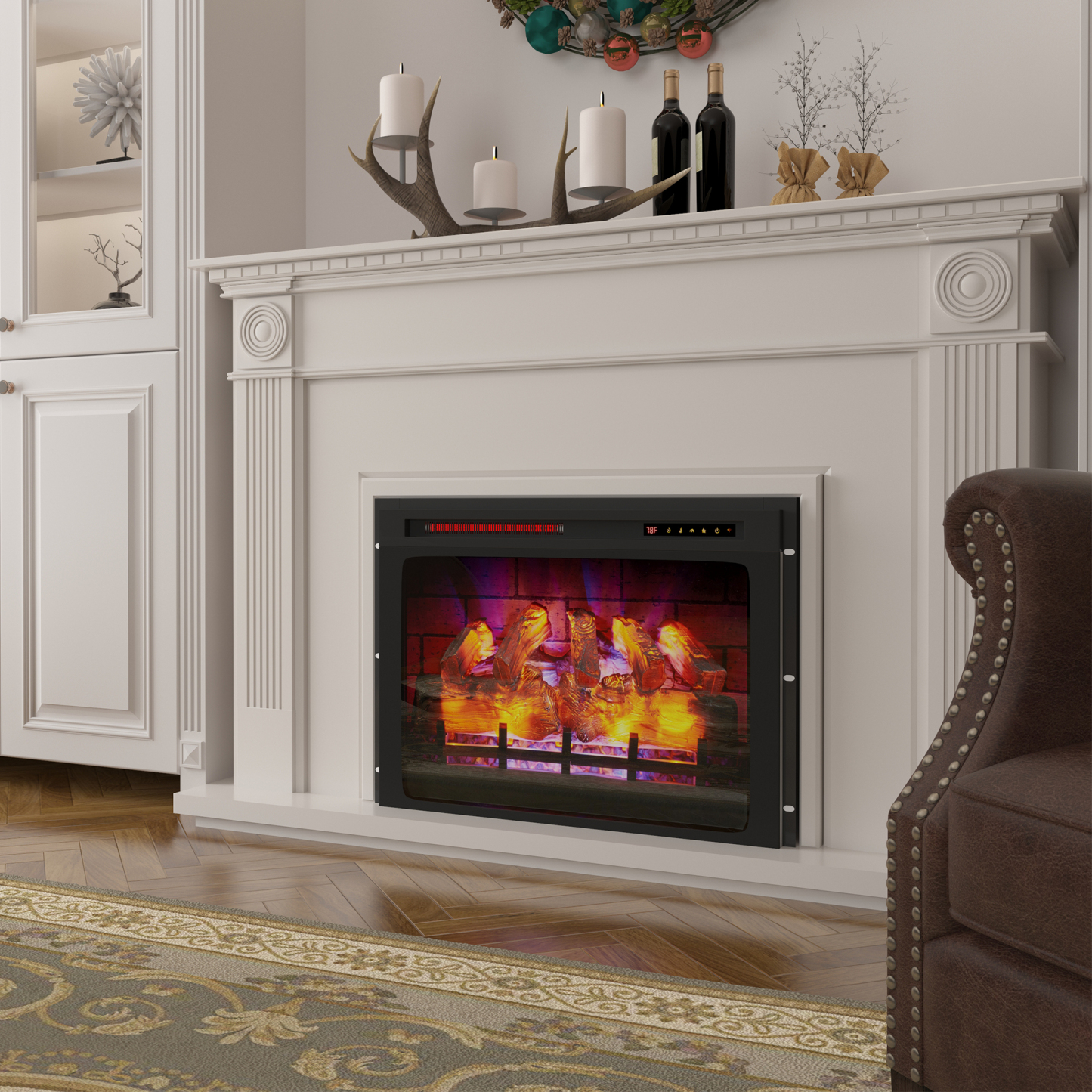Mondawe 28 in. 5120 BTU Recessed Electric Fireplace with Double Overheat Protection & Remote Control and Touch Screen-Mondawe