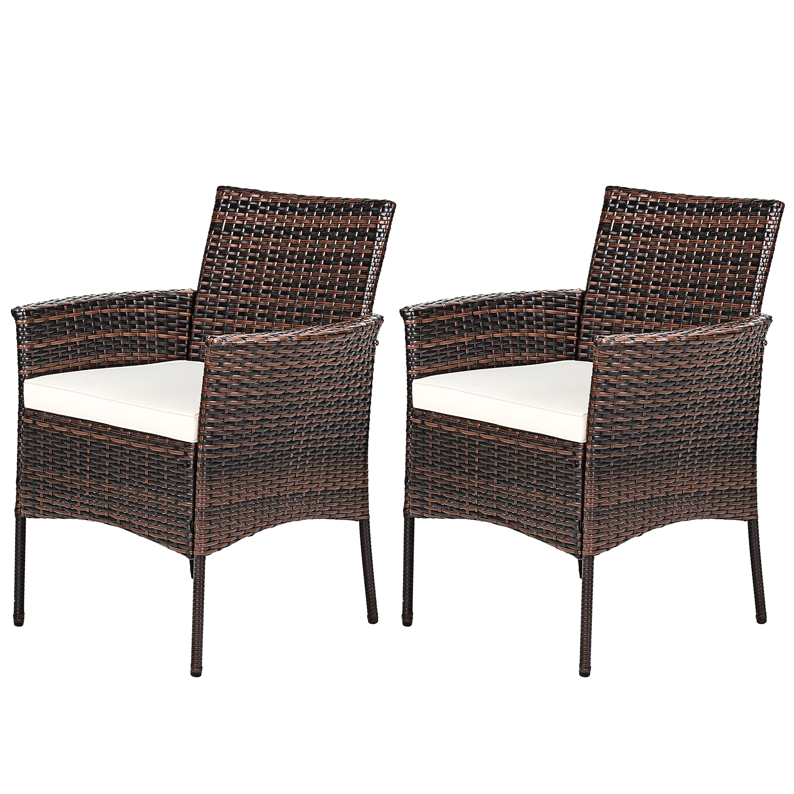 Mondawe 2 Pieces Outdoor PE Rattan Armchairs with Removable Cushions-Mondawe